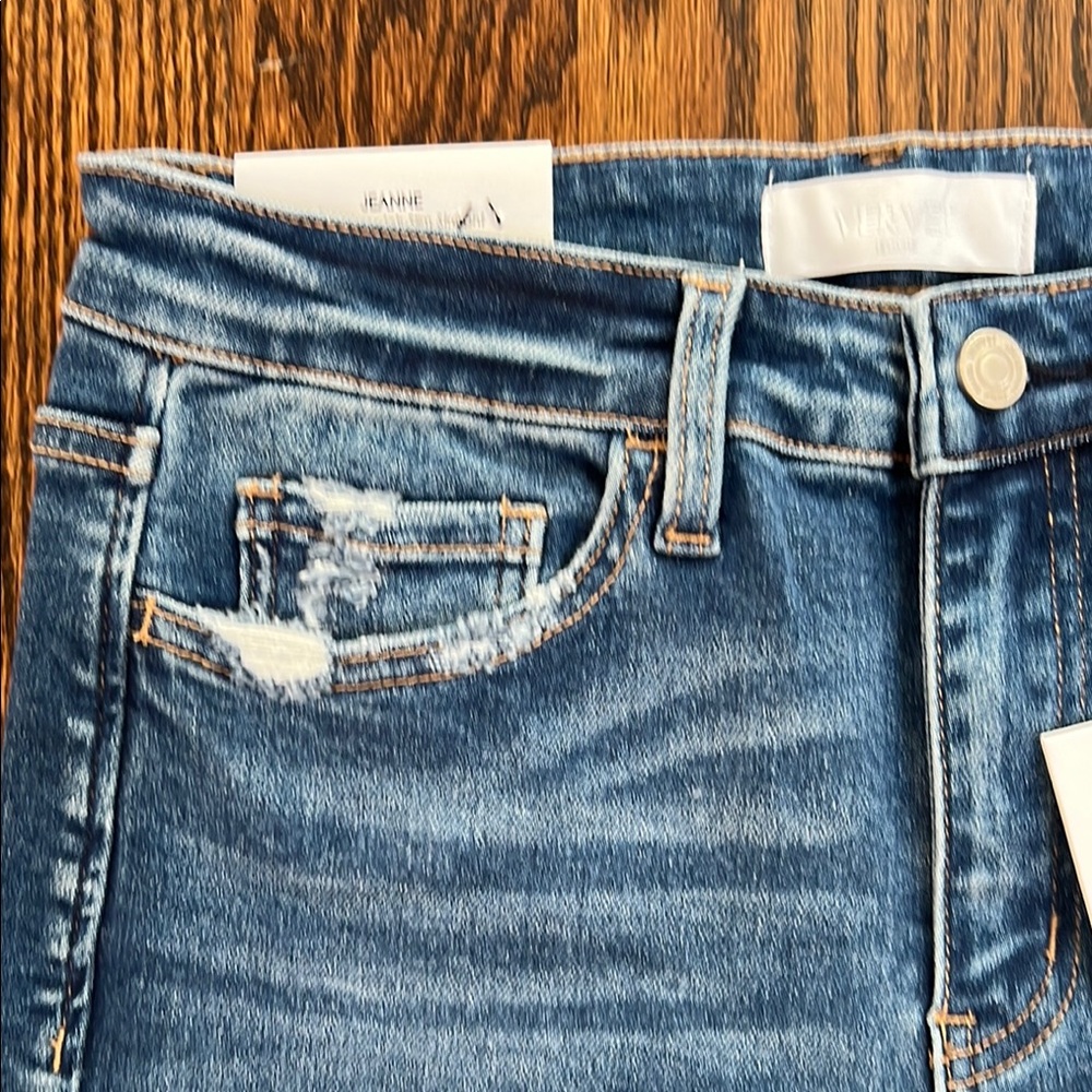 Blue Cropped Ankle Jeans with Raw Edge - Picture 3 of 7